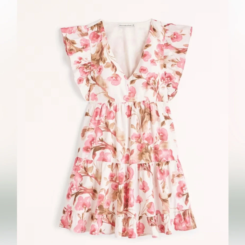 Flutter Sleeve Tiered Mini Dress - Picture 3 of 11
